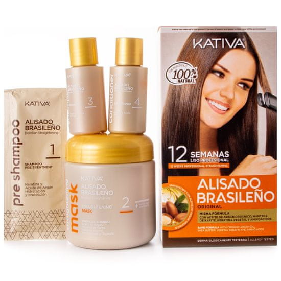 Kativa Brazilian Straightening - set keratinového ošetření s arganem pro trvalé vyhlazení a narovnání vlasů