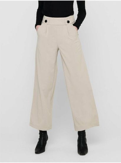 Jacqueline de Yong Krémové dámské široké kalhoty JDY Geggo