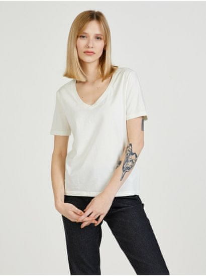 Jacqueline de Yong Krémové basic tričko JDY Farock