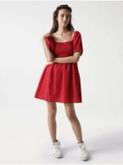 Salsa Collection Červené krátké šaty s balonovými rukávy Salsa Jeans Aruba XL