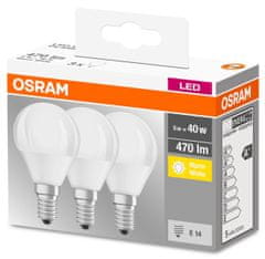 Osram 3x LED žárovka E14 P45 5W = 40W 470lm 2700K Teplá bílá