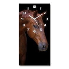 Wallmuralia Moderní hodiny nástěnné Hnědý kůň bílé 30x60 cm