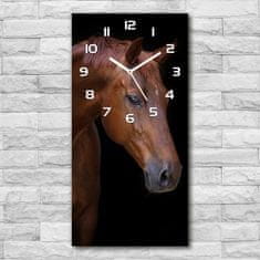 Wallmuralia Moderní hodiny nástěnné Hnědý kůň bílé 30x60 cm
