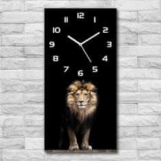 Wallmuralia Moderní hodiny nástěnné Portrét lva bílé 30x60 cm
