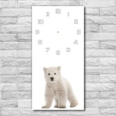 Wallmuralia Moderní hodiny nástěnné Polární medvěd bílé 30x60 cm