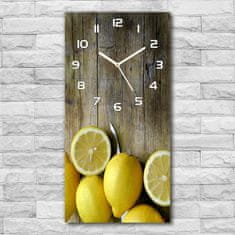 Wallmuralia Moderní hodiny nástěnné Citrony bílé 30x60 cm