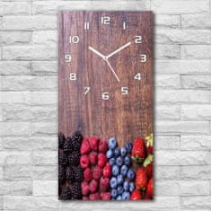 Wallmuralia Moderní hodiny nástěnné Lesní ovoce bílé 30x60 cm