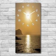 Wallmuralia Nástěnné hodiny Západ slunce moře bílé 30x60 cm