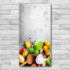 Wallmuralia Moderní hodiny nástěnné Zelenina bílé 30x60 cm