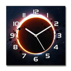 Wallmuralia Skleněné hodiny čtverec Zatmění slunce bílé 30x30 cm