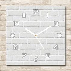 Wallmuralia Skleněné hodiny čtverec Zděná zeď bílé 30x30 cm