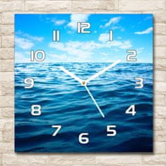 Wallmuralia Skleněné hodiny čtverec Mořská voda bílé 30x30 cm
