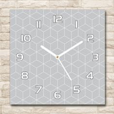 Wallmuralia Skleněné hodiny na stěnu Geometrické pozadí bílé 30x30 cm