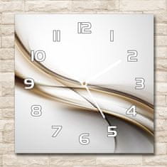 Wallmuralia Skleněné hodiny na stěnu Hnědá vlna bílé 30x30 cm