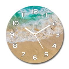 Wallmuralia Skleněné hodiny kulaté Pláž a moře bílé fi 30 cm