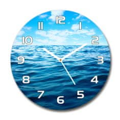 Wallmuralia Skleněné hodiny kulaté Mořská voda bílé fi 30 cm