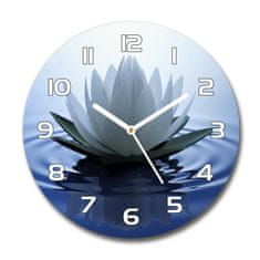 Wallmuralia Skleněné hodiny kulaté Vodní lilie bílé fi 30 cm