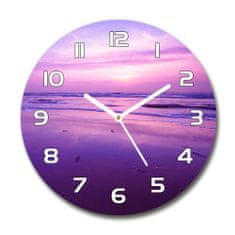 Wallmuralia Skleněné hodiny kulaté Nápad slunce moře bílé fi 30 cm