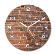 Wallmuralia Skleněné hodiny kulaté Zděná zeď bílé fi 30 cm