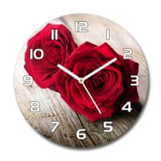 Wallmuralia Skleněné hodiny kulaté Růže na stromě bílé fi 30 cm
