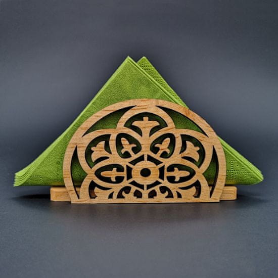 AMADEA Dřevěný stojánek na ubrousky s orientálním motivem, masivní dřevo, 12,5x6,5x3,5 cm
