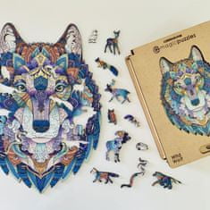 Lubiwood Dřevěné puzzle Divoký vlk A4 Premium Box 145 dílků