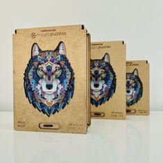 Lubiwood Dřevěné puzzle Divoký vlk A4 Premium Box 145 dílků