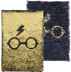 CurePink Poznámkový blok s flitry Harry Potter: Brýle (14,8 x 21 cm)