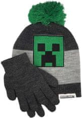 CurePink Dětský zimní set - čepice, rukavice Minecraft: Creeper (univerzální)