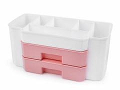 Kraftika 1ks bílá růžová plastový box / zásobník 2 šuplíky