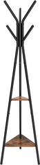VASAGLE Stojanový věšák s poličkami, hnědočerný 49 x 49 x 179 cm