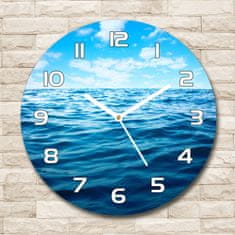 Wallmuralia Skleněné hodiny kulaté Mořská voda bílé fi 30 cm
