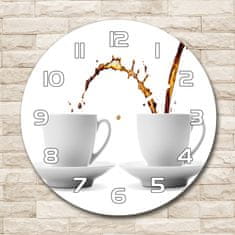 Wallmuralia Skleněné hodiny kulaté Tekoucí káva bílé fi 30 cm