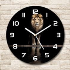Wallmuralia Skleněné hodiny kulaté Portrét lva bílé fi 30 cm