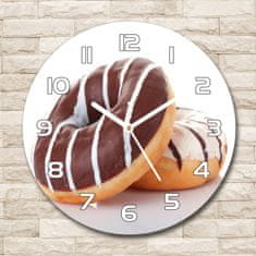 Wallmuralia Skleněné hodiny kulaté Zákusky s čokoládou bílé fi 30 cm