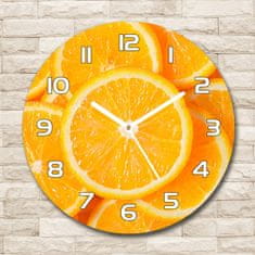 Wallmuralia Skleněné hodiny kulaté Plátky pomerančů bílé fi 30 cm