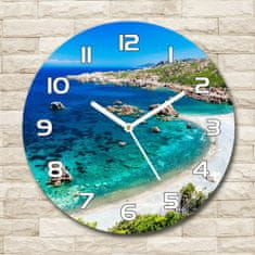Wallmuralia Skleněné hodiny kulaté Mořský záliv bílé fi 30 cm