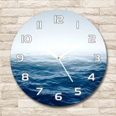 Wallmuralia Skleněné hodiny kulaté Mořské vlny bílé fi 30 cm
