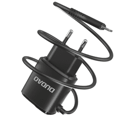 DUDAO nabíječka 2x USB s vestavěným USB kabelem typu Lightning 12W (A2ProT černý) - Černá KP14090