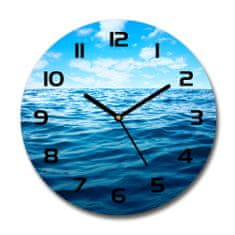 Wallmuralia Skleněné hodiny kulaté Mořská voda černé fi 30 cm
