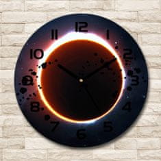 Wallmuralia Skleněné hodiny kulaté Zatmění slunce černé fi 30 cm