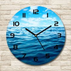 Wallmuralia Skleněné hodiny kulaté Mořská voda černé fi 30 cm