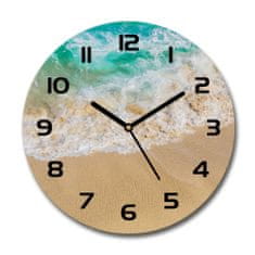 Wallmuralia Skleněné hodiny kulaté Pláž a moře černé fi 30 cm