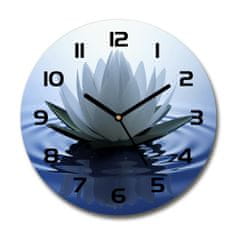 Wallmuralia Skleněné hodiny kulaté Vodní lilie černé fi 30 cm