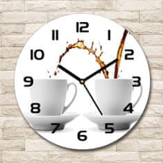 Wallmuralia Skleněné hodiny kulaté Tekoucí káva černé fi 30 cm