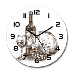 Wallmuralia Skleněné hodiny kulaté Víno černé fi 30 cm