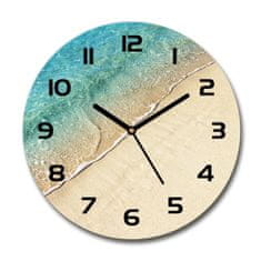 Wallmuralia Skleněné hodiny kulaté Vlna na pláži černé fi 30 cm