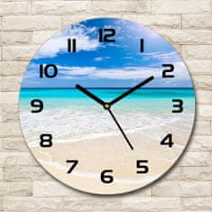 Wallmuralia Skleněné hodiny kulaté Tropická pláž černé fi 30 cm