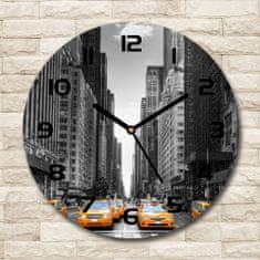 Wallmuralia Skleněné hodiny kulaté Taxi New York černé fi 30 cm