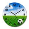 Skleněné hodiny kulaté Fotbal na louce černé fi 30 cm